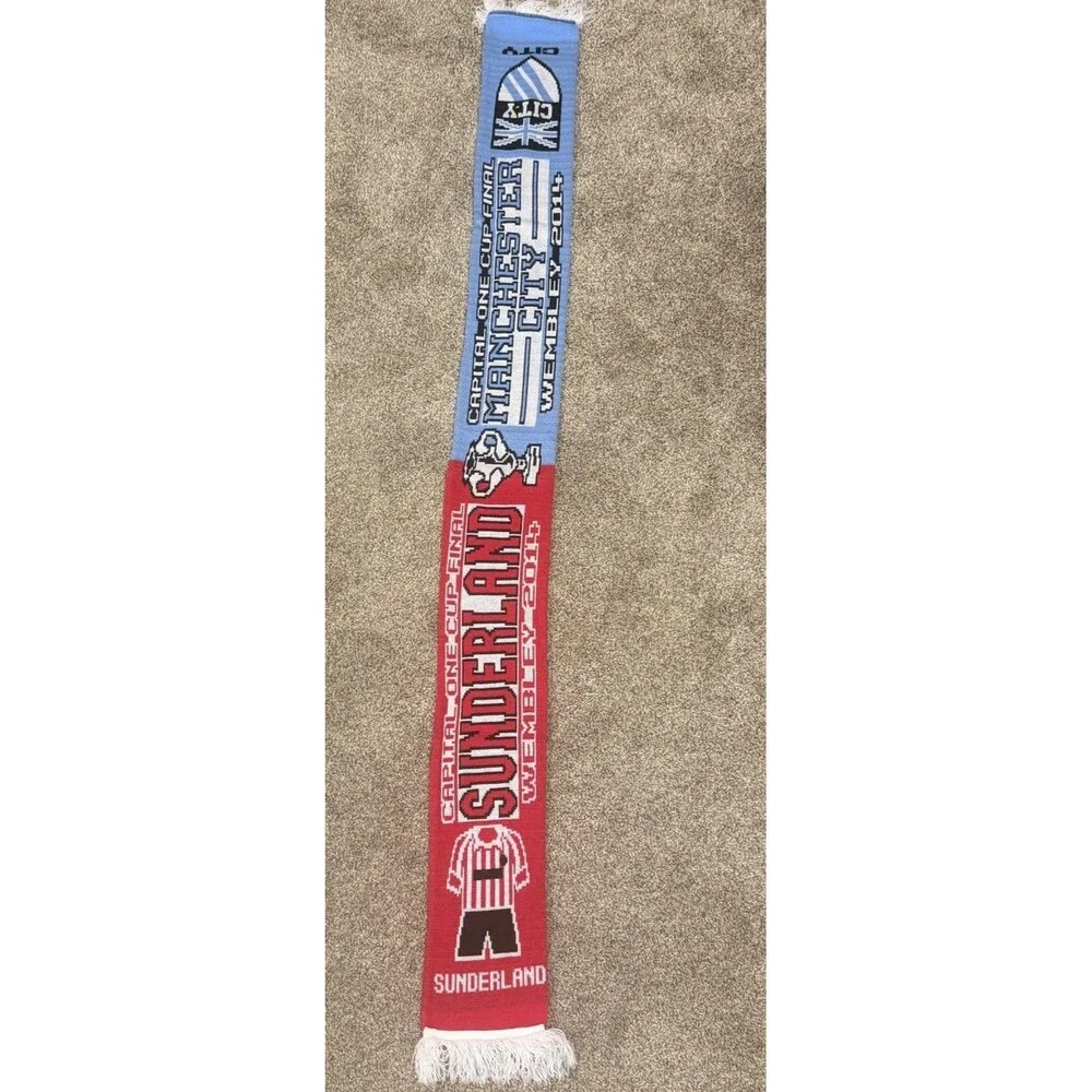 Manchester City vs Sunderland 2014 Capital One Cup Final Soccer Scarf Wembley